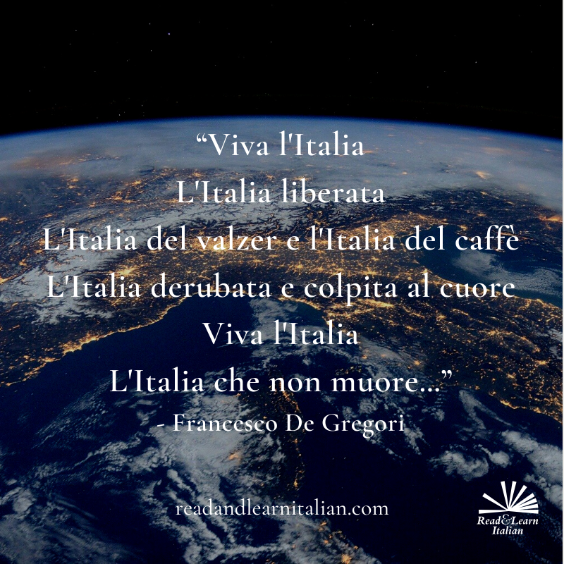 Strofe di Viva l'Italia di De Gregori